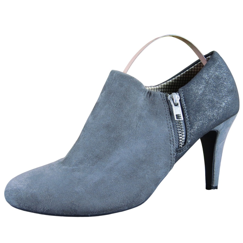 Dexflex Gray Fabric‎ High Heel Booties Women's Size 9 Zip Ankle Comfort Stylish